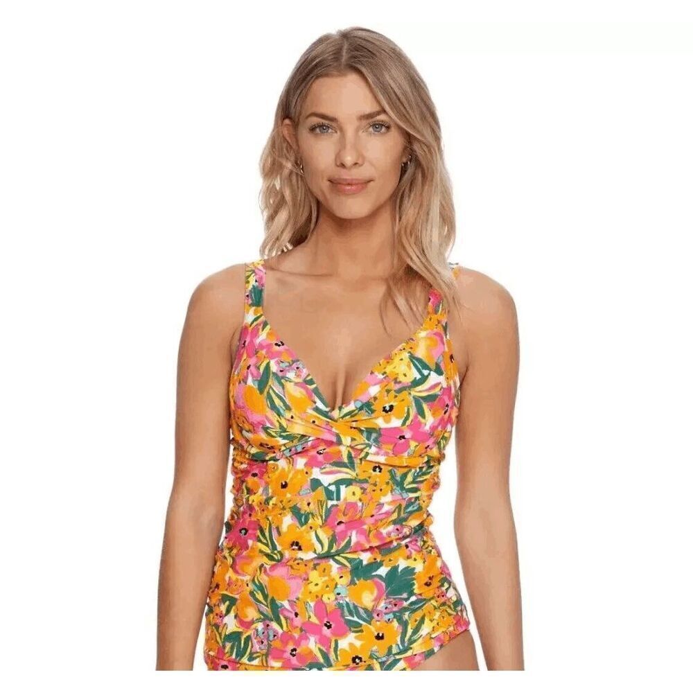 Anne Cole NWT size 32C/34B swim tankini top Sunshine Floral Underwire Twist Styl